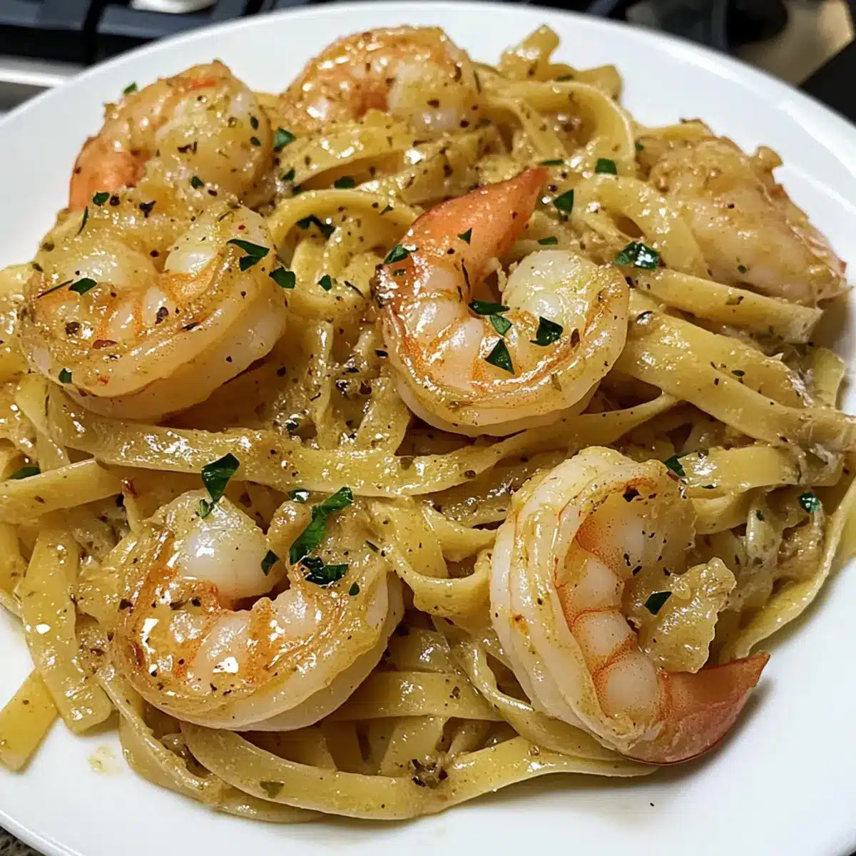 Garlic Butter Fettucine and Shrimp