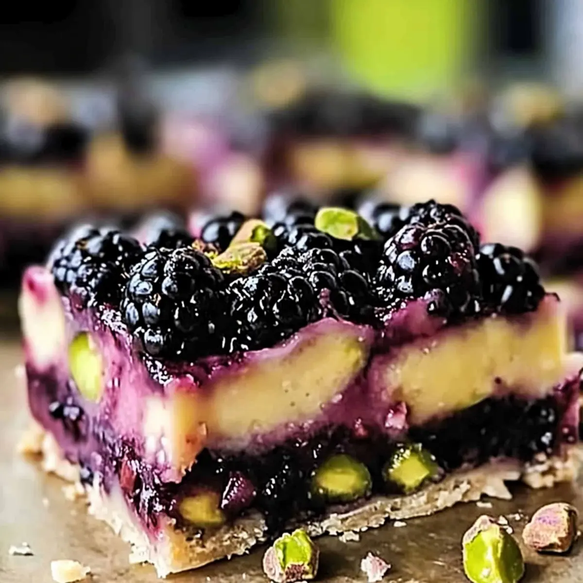 Blackberry Pistachio Dream Bars