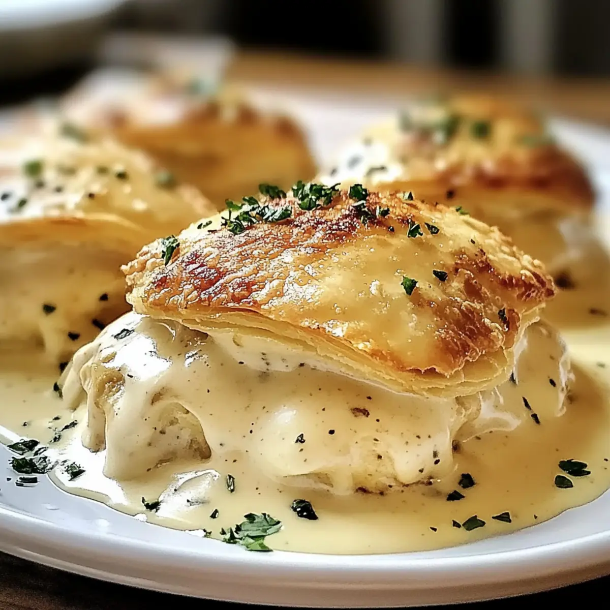 Chicken Pillows with Creamy Parmesan Sauce