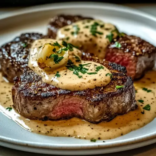 Juicy Steak with Creamy Garlic Sauce