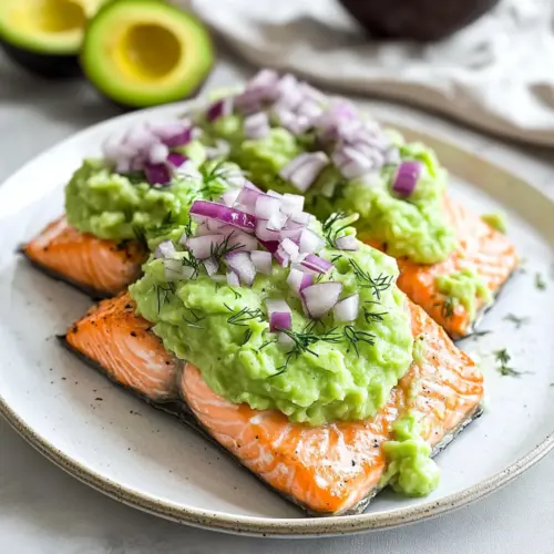 Baked Salmon with Avocado Mash