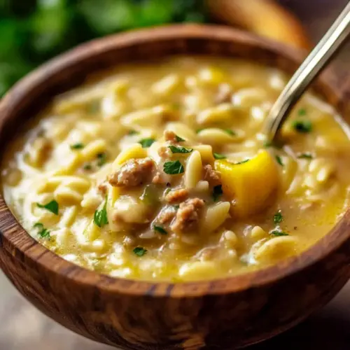 Orzo Stuffed Banana Peppers Soup