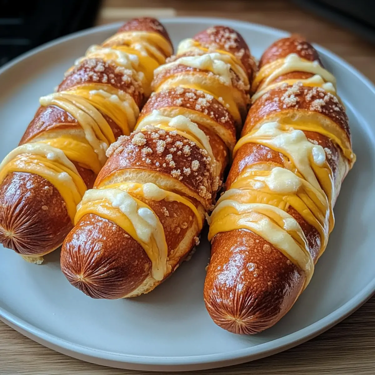 Soft Baked Cheesy Pretzel Dogs