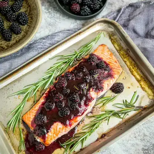 Baked Salmon with Blackberry Sauce