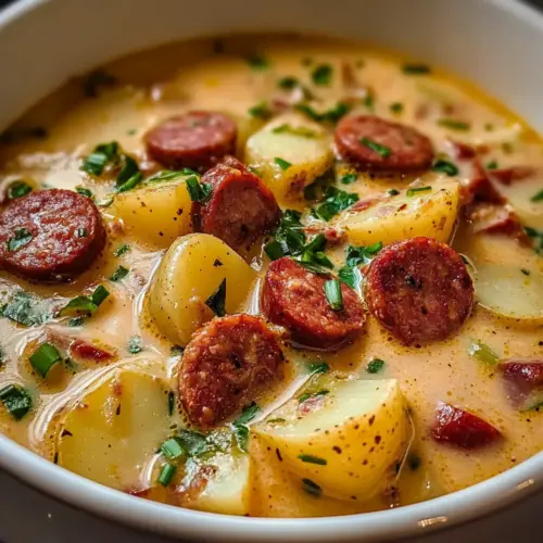 Creamy Cajun Potato Soup with Andouille Sausage