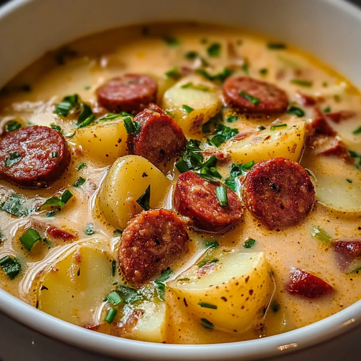 Creamy Cajun Potato Soup with Andouille Sausage