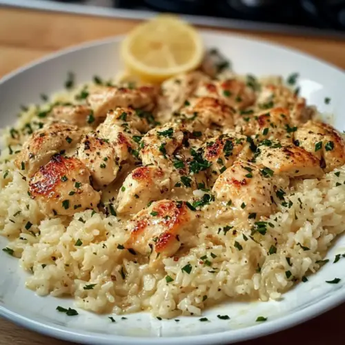 Chicken Scampi with Garlic Parmesan Rice